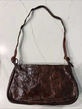 Vintage Veari Ostrich Brown Women's Shoulder Bag